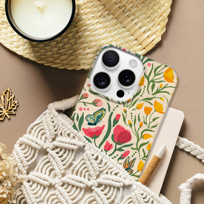 Butterfly Bloom with Poppies Pattern Print | Apple iPhone Slim Case