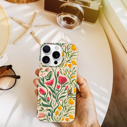 Butterfly Bloom with Poppies Pattern Print | Apple iPhone Slim Case