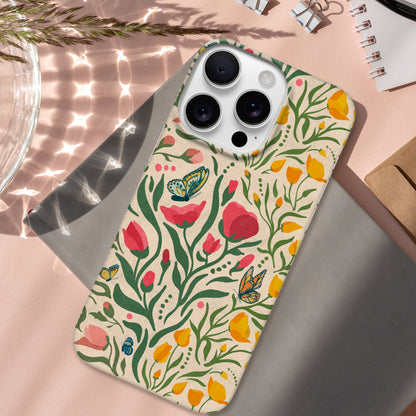 Butterfly Bloom with Poppies Pattern Print | Apple iPhone Slim Case