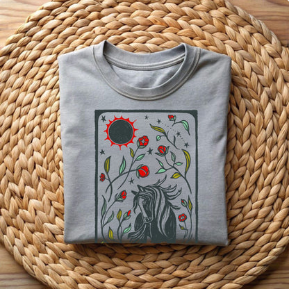 Year of the Fire Horse folk Art T-shirt | 100% Cotton