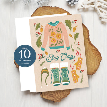 Hygge Winter Sweater Holiday Greeting Cards | 10 Pack | Blank