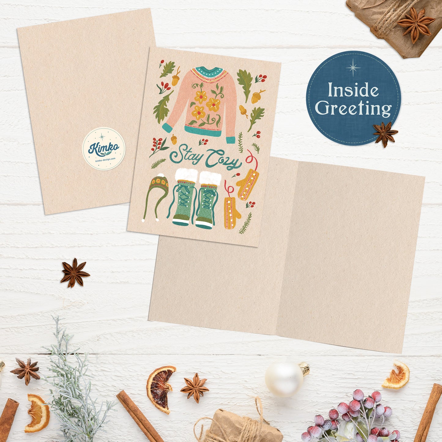 Hygge Winter Sweater Holiday Greeting Cards | 10 Pack | Blank