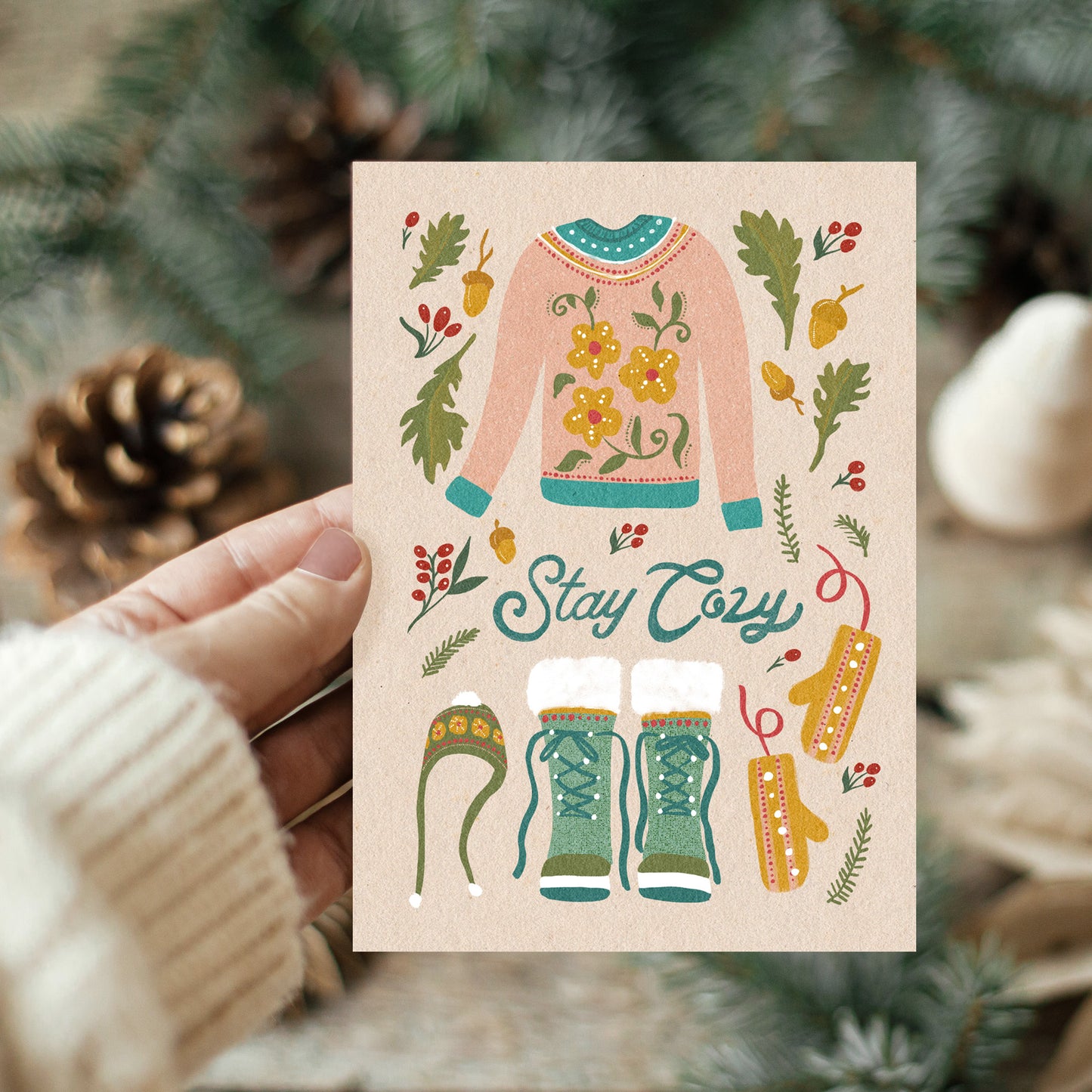 Hygge Winter Sweater Holiday Greeting Cards | 10 Pack | Blank