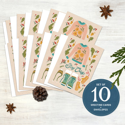 Hygge Winter Sweater Holiday Greeting Cards | 10 Pack | Blank