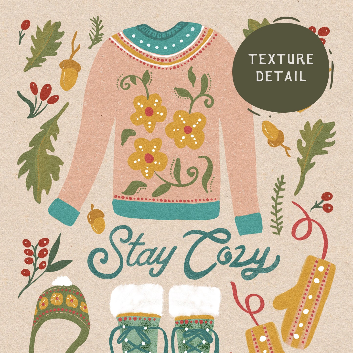 Hygge Winter Sweater Holiday Greeting Cards | 10 Pack | Blank