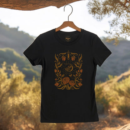 Lunar Peony Folk Art Tee| 100% Cotton