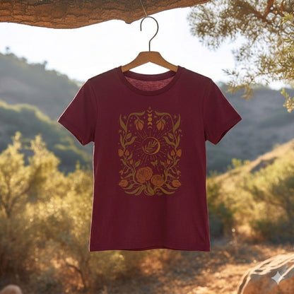 Lunar Peony Folk Art Tee| 100% Cotton