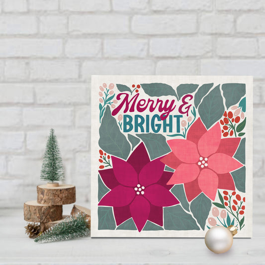Merry and Bright Holiday Greeting Cards | 10 Pack | Blank