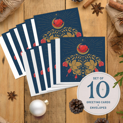 Winter Solstice Greeting Cards | 10 Pack Blank | Note cards