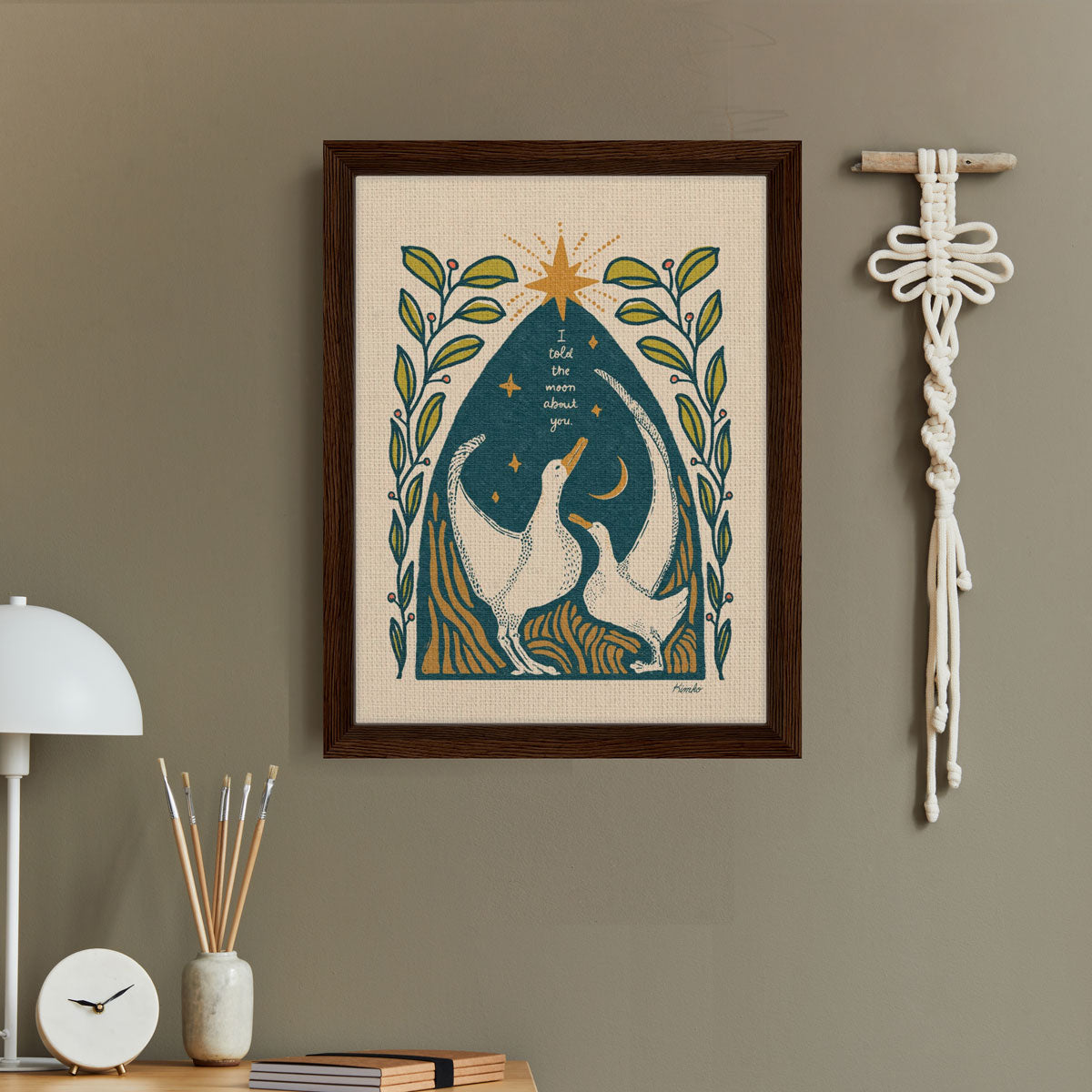 The Albatross & The Moon | Framed Canvas Print