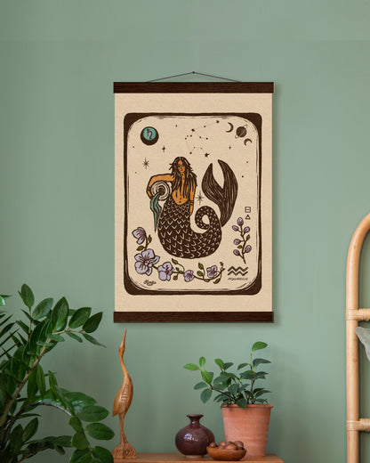 Aquarius Zodiac Sign | Wood Hanger Print