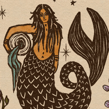 Aquarius Zodiac Sign | Folk Art Print