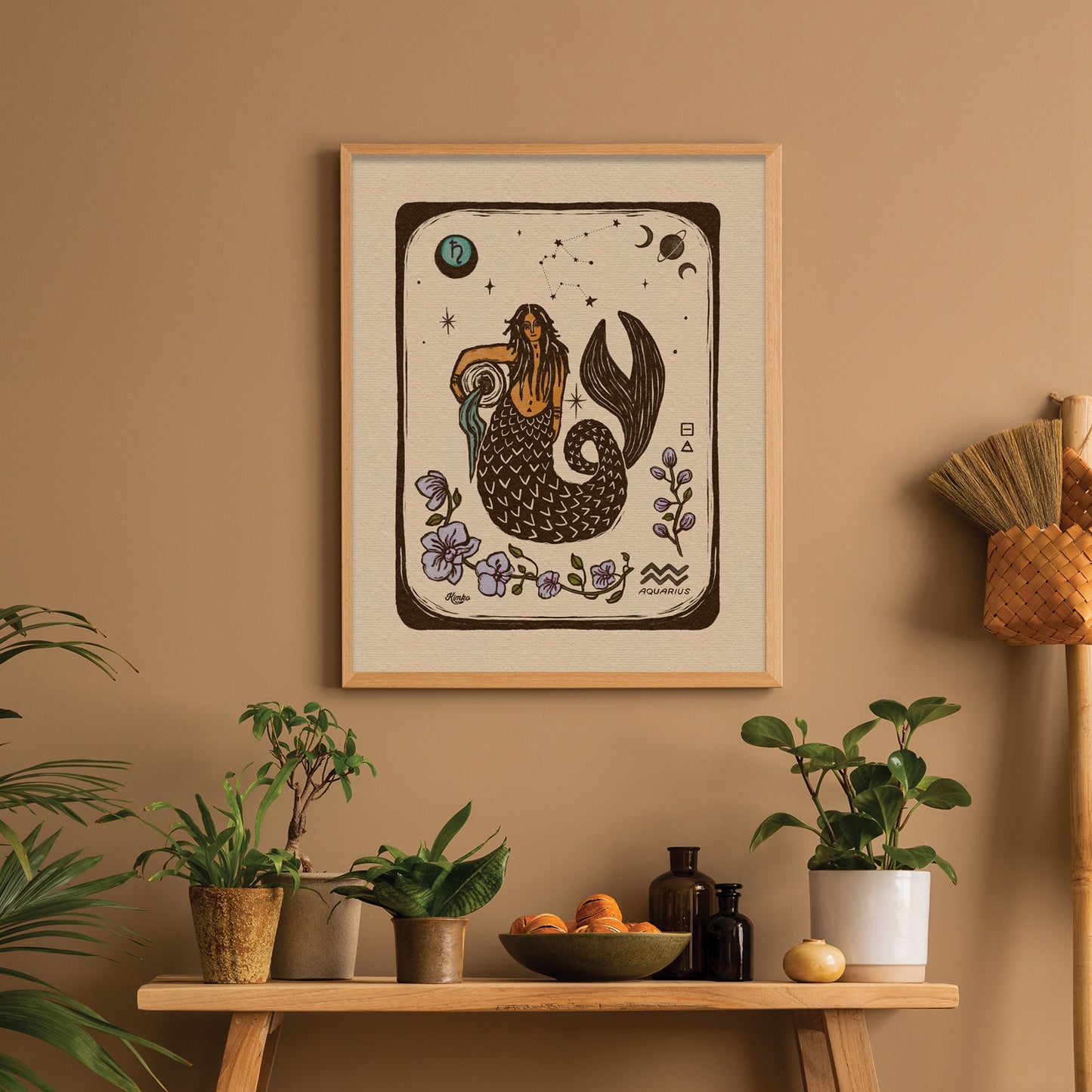 Aquarius Zodiac Sign | Folk Art Print
