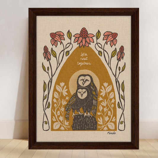 Barn Owls by Moonlight | Framed Canvas Print