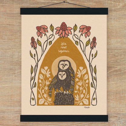 Barn Owls by Moonlight | Wooden Hanger
