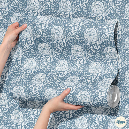 Sylvie the Snail Wallpaper in WildFlower Blue