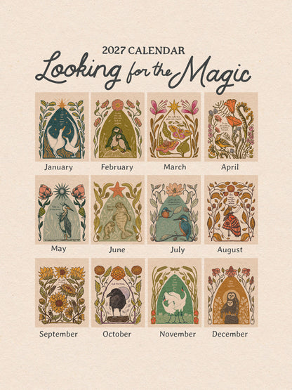 2027 Illustrated "Looking for the Magic" Botanical Birds & Floral  Wall Calendar