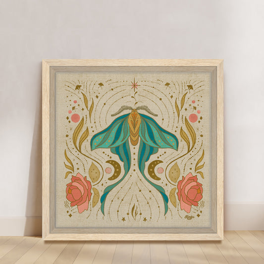 The Magical Luna Moth | Framed Canvas Wall Art