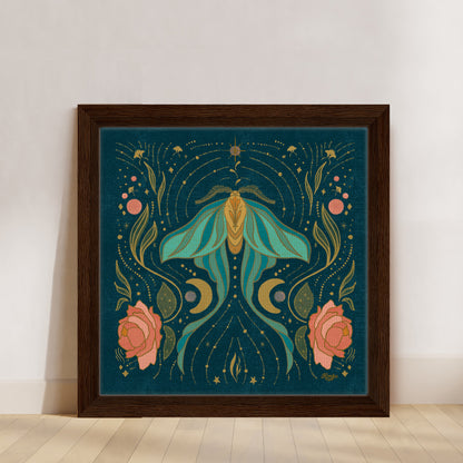 The Magical Luna Moth | Framed Canvas Wall Art