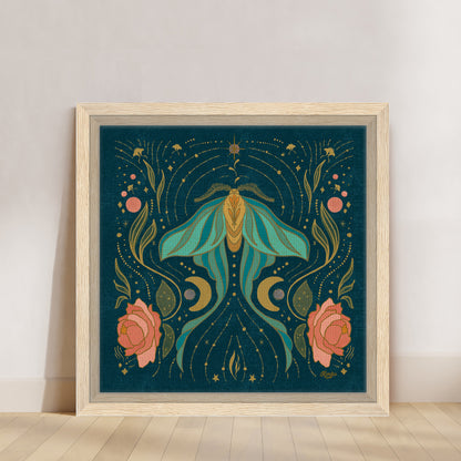 The Magical Luna Moth | Framed Canvas Wall Art