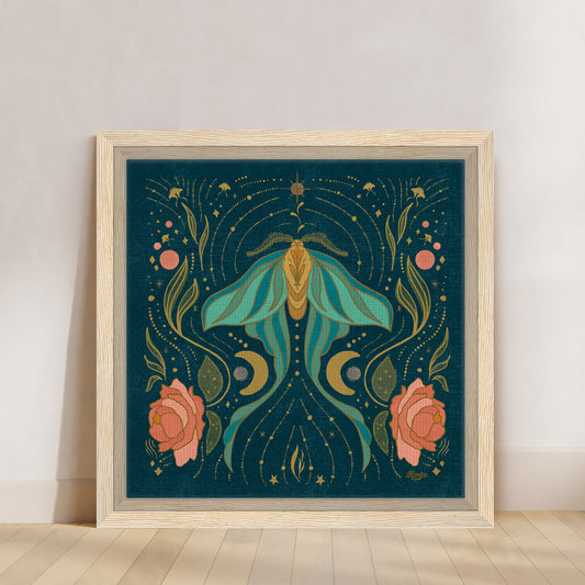 The Magical Luna Moth | Framed Canvas Wall Art