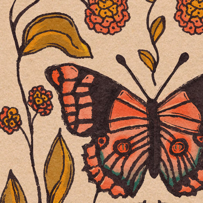 Butterfly + Lantana | Folk Art
