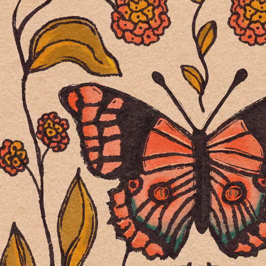 Butterfly + Lantana | Folk Art