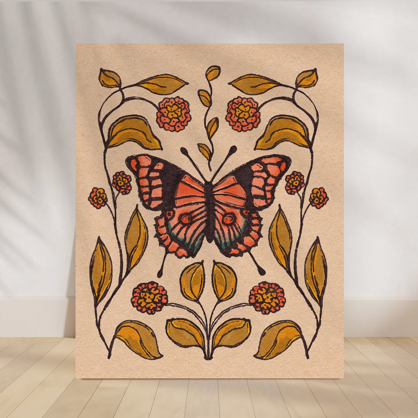 Butterfly + Lantana | Folk Art