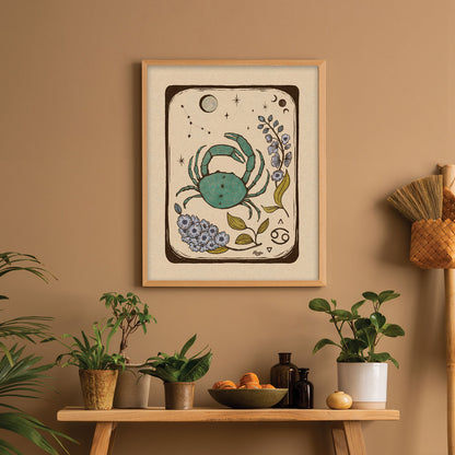 Cancer Zodiac Sign | Folk  Art  Print
