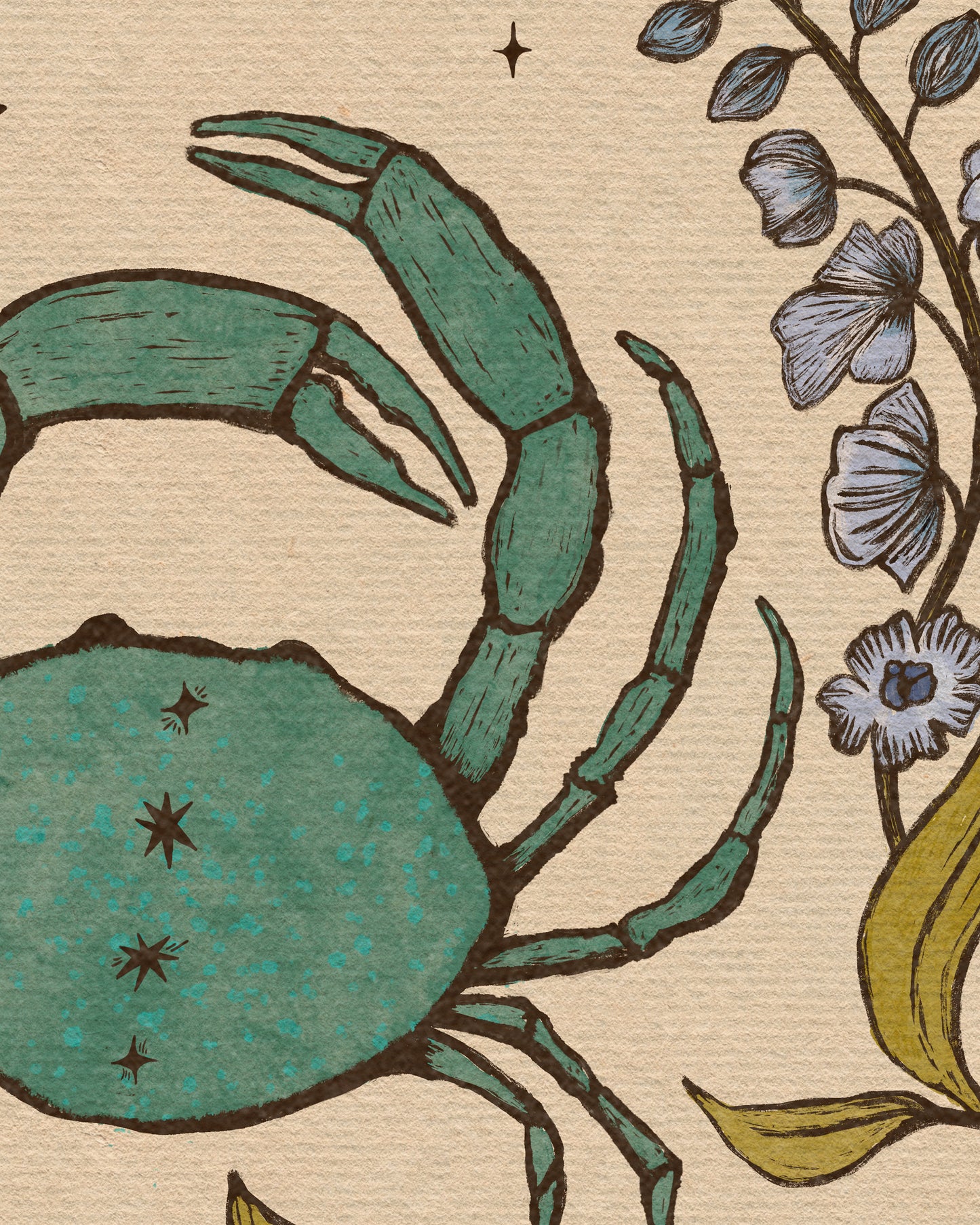 Cancer Zodiac Sign | Folk Art Print
