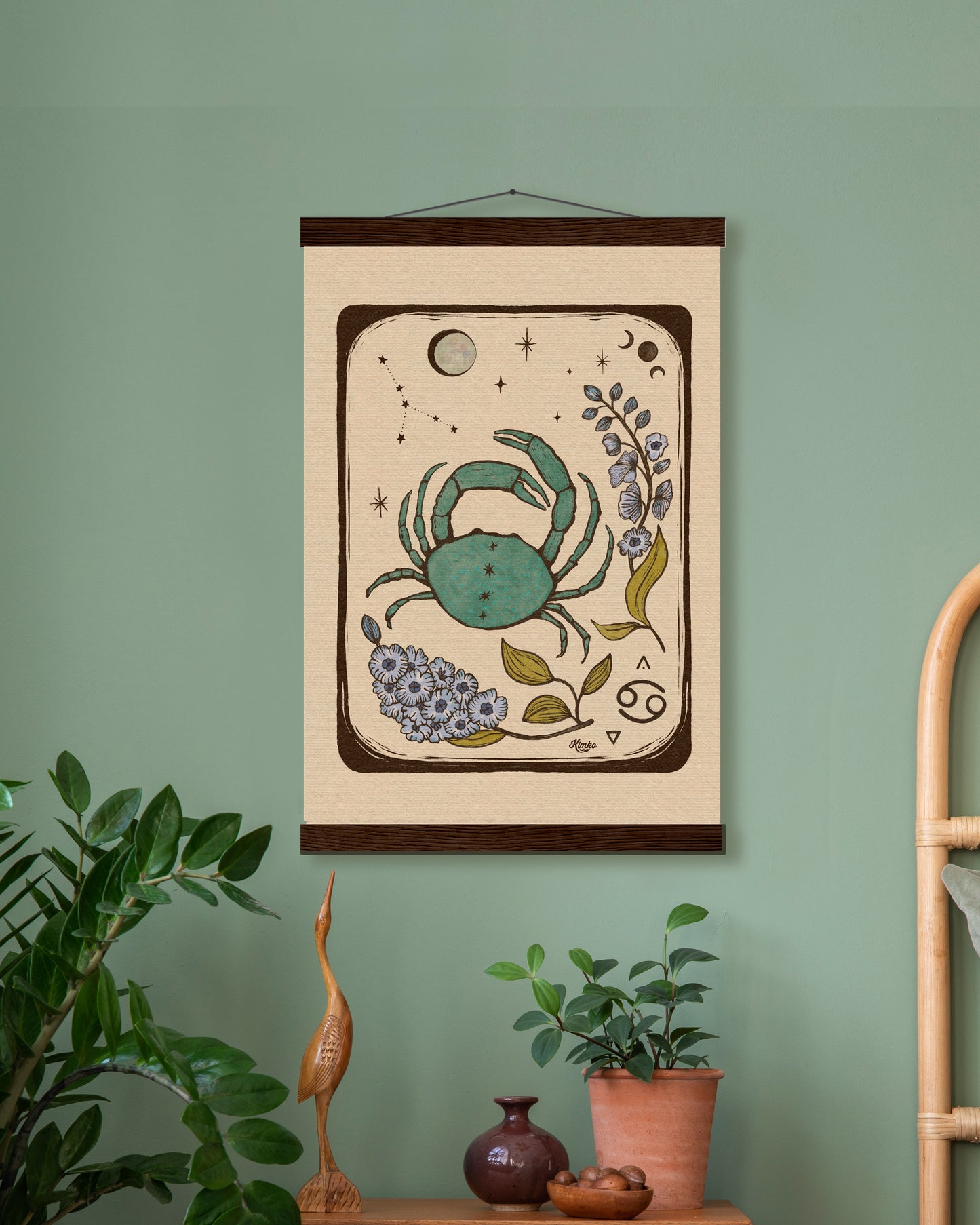 Cancer Zodiac Sign | Folk Art Print