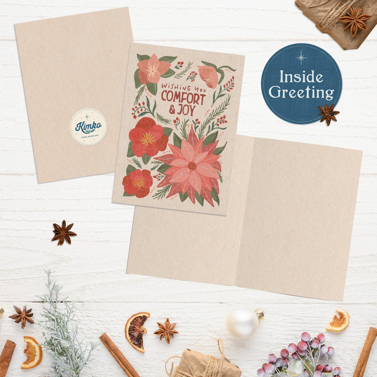 Tidings of Comfort and Joy Christmas Cards | 10 Pack | Blank