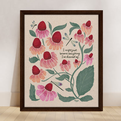 Coneflowers & Dragonflies Garden Wall Art | Framed Canvas Print
