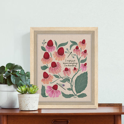 Coneflowers & Dragonflies Garden Wall Art | Framed Canvas Print