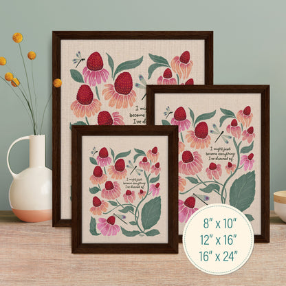 Coneflowers & Dragonflies Garden Wall Art | Framed Canvas Print