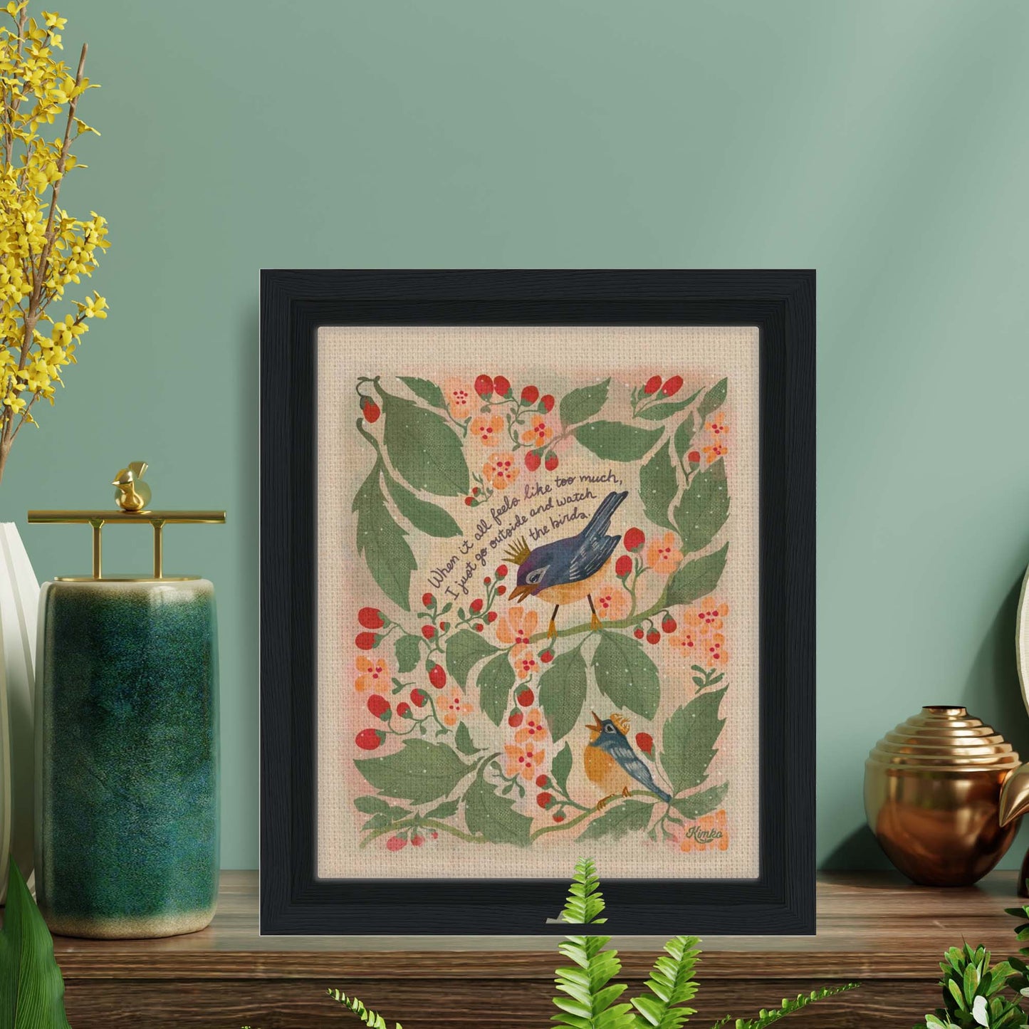 Bird Song | "When it all feels like too much, I just go outside and watch the birds." | Framed Canvas Print
