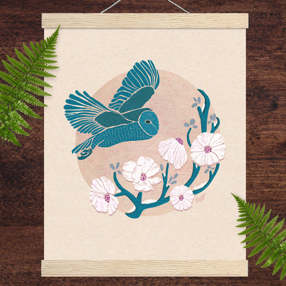 The Snow Moon | February Full Moon Print with Wood Hanger