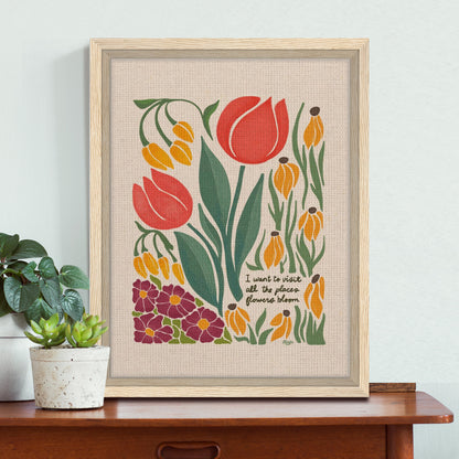 London Blooms -  " I want to visit all the places flowers bloom." | Framed Canvas Print