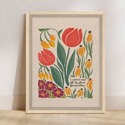 London Blooms -  " I want to visit all the places flowers bloom." | Framed Canvas Print