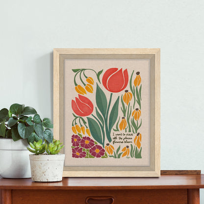 London Blooms -  " I want to visit all the places flowers bloom." | Framed Canvas Print