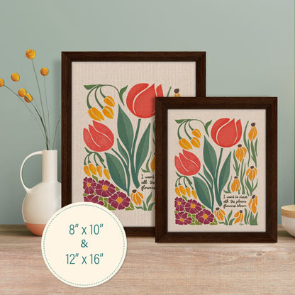 London Blooms -  " I want to visit all the places flowers bloom." | Framed Canvas Print