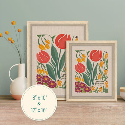 London Blooms -  " I want to visit all the places flowers bloom." | Framed Canvas Print