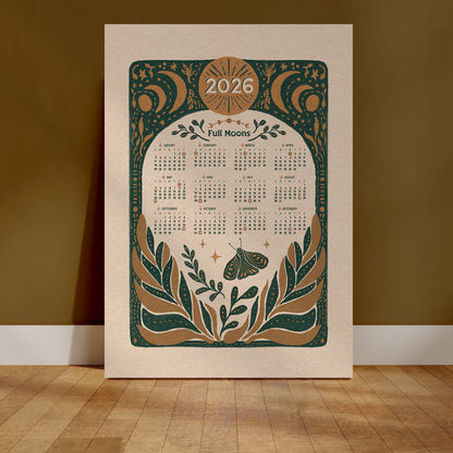 2026 Full Moon Magic Folk Art Calendar | Fine Art Print