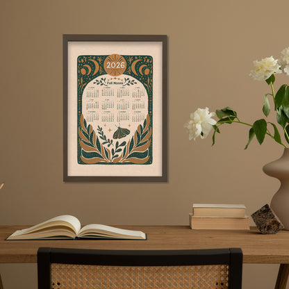 2026 Full Moon Magic Folk Art Calendar | Fine Art Print