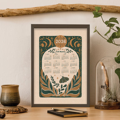 2026 Full Moon Magic Folk Art Calendar | Fine Art Print
