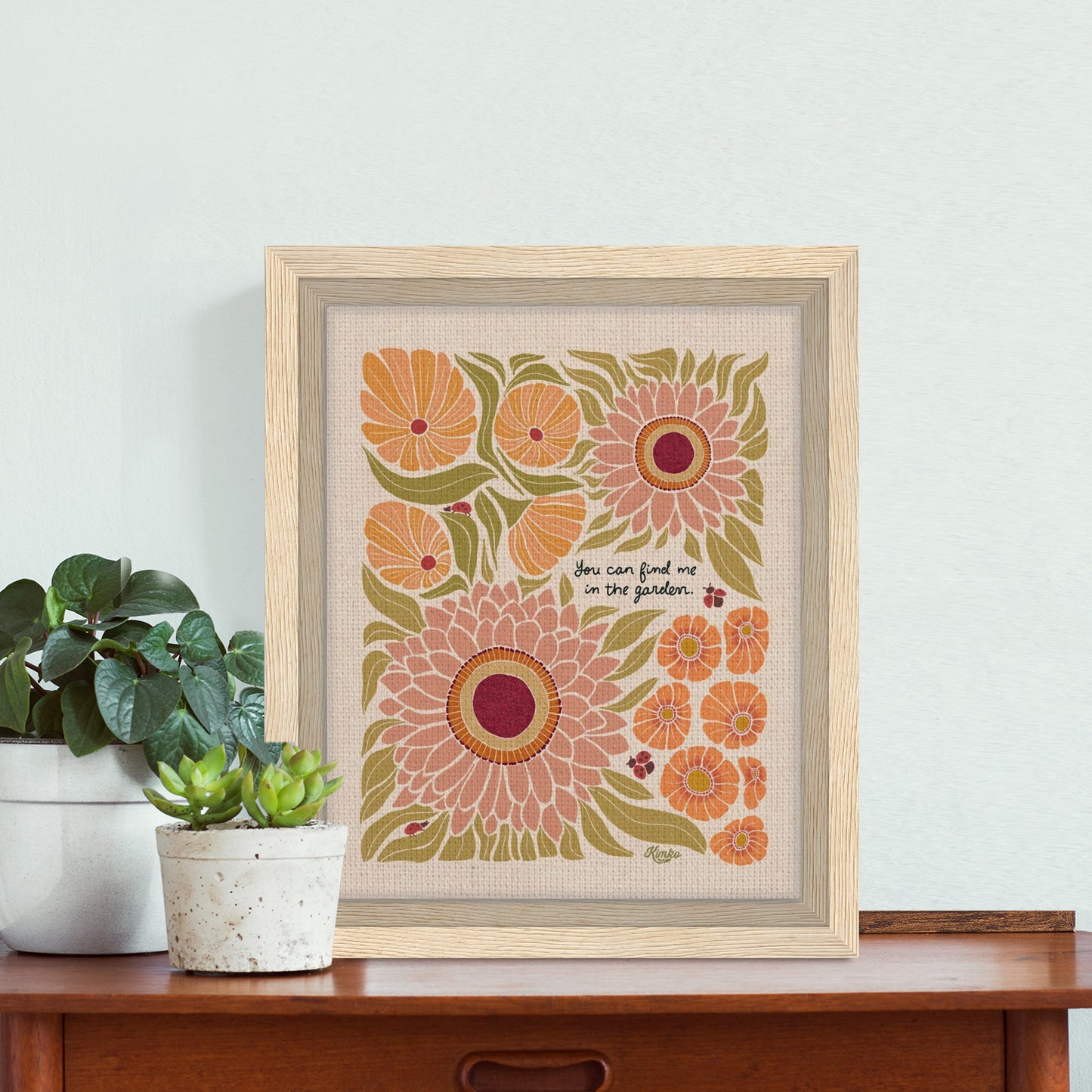 "You can find me in the garden." | The Ladybug Garden Framed Canvas Wall Art