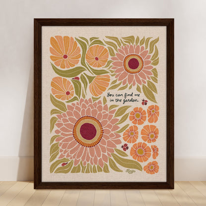 "You can find me in the garden." | The Ladybug Garden Framed Canvas Wall Art
