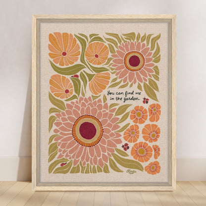 "You can find me in the garden." | The Ladybug Garden Framed Canvas Wall Art