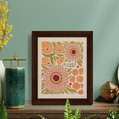 "You can find me in the garden." | The Ladybug Garden Framed Canvas Wall Art