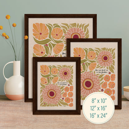 "You can find me in the garden." | The Ladybug Garden Framed Canvas Wall Art